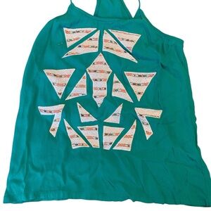 Teal Geometric Patterned Women's Top